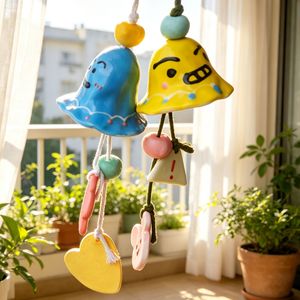Campana de Viento de Cerámica Hecha a Mano, Color Macaron, Linda Campana Colgante, Adorno para Decoración de Jardín o Balcón Exterior - Product Image 4