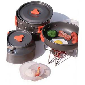 Ensemble de cuisine d'extérieur 3-4L, casseroles et poêles antiadhésives portables pour le camping, vaisselle pour 2-3 personnes - Product Image 4