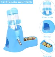 Fontaine à eau suspendue 3 en 1 de 80ml pour petits animaux Bouteille d'eau et mangeoire pour hamster, lapin et souris