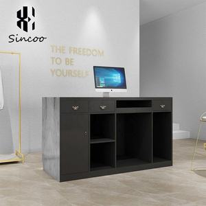 Foshan Factory New Arrival Modern <b>Solid</b> <b>Wood</b> Hair Salon Beauty Reception <b>Desk</b> with Platinum Finish for Hospital Gym & Office Use - Product Image 4