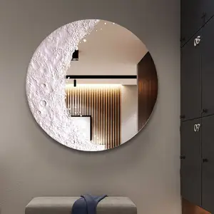 Crescent Moon Decorative Mirror Wall Mirror Moon Round Frameless Mirror