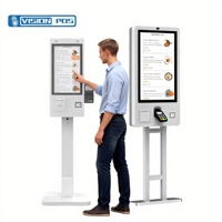 Kiosque de commande automatique 21,5/27/32 pouces pour restaurant, système POS étanche, SDK, reconnaissance faciale, écran tactile 10 points, code QR