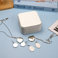 Boîte à bijoux en PU par sublimation, petite boîte de voyage à bijoux portable vierge, boîte à bijoux imprimée à faire soi-même pour anniversaire de mariage