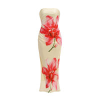 Robe longue bustier en satin à motif floral, coupe ajustée et élégante, idéale pour les soirées d'été – Fabrication OEM sur mesure