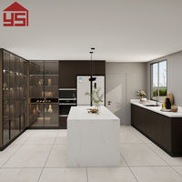 Fabricant professionnel d'armoires de cuisine encastrées en MDF style villa, avec garde-manger en verre pour la maison