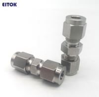 Raccord de tube de 1/4 po de diamètre extérieur, en acier inoxydable 316L, double ferrule, compression, union droite, forgé, résistant à la corrosion