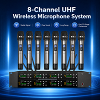 Ensemble de microphones sans fil UHF professionnels à 8 canaux avec récepteur sur rack, signal stable pour karaoké et spectacles sur scène