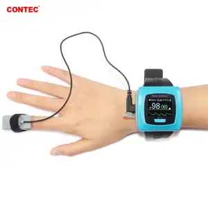 Contec CMS50F Wrist Pulse oximeter blood oxygen Meter SPO2 probe Pulse rate hear rate Alarm 24 hours record