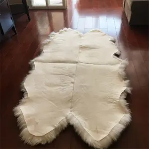 Custom Large White Long Hair Ivory Sheepskin