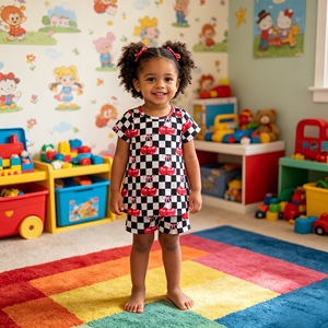GSPO2282 rts Little Active Girl, tenue pour fille à imprimé fleurs bleues, ensemble sans manches pour enfants, vente en gros, ensemble pour fille - Product Image 6