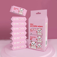Toallitas Húmedas para Bebé, Mini, Portátiles, de Bolsillo, Suaves, Delicadas, para Piel Sensible, Sin Alcohol, Cuidado Natural, Paquete Compacto de Viaje, Logotipo Personalizado OEM