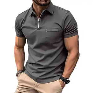 High Quality Custom Men's POLO Shirt With Floral Pattern Short Sleeve And Chest Zipper Pocket Knitted Fabric Digital Printing