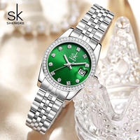 SK Elegante Modische Armbanduhren 3ATM Wasserdicht Massives Edelstahlband Weihnachtsgeschenk Quarz Damenuhr