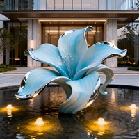 Sculpture moderne abstraite en acier inoxydable sur mesure de grande taille pour l'extérieur, avec technique de moulage et design floral élégant
