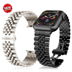 Correa de metal de 5 eslabones para IWatch Series 8 7 6 <span class=keywords><strong>SE</strong></span> 5 4 45mm 41mm correa de acero inoxidable para <span class=keywords><strong>Apple</strong></span> <span class=keywords><strong>Watch</strong></span> Band Ultra 49mm <span class=keywords><strong>40mm</strong></span> 44mm - Product Image 1