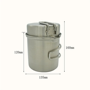 Alta qualità multifunzione Backpacking portatile in acciaio inossidabile pieghevole da esterno maniglia Pan <span class=keywords><strong>Set</strong></span> pentola da campeggio - Product Image 4