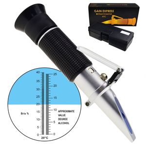 Réfractomètre Alcoomètre Glucomètre avec ATC, double échelle 0-25% VOL 0-40% Brix pour la fabrication d'alcool par les vignerons - Product Image 1