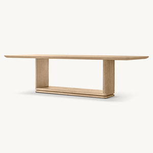 Mid Century Solid <strong>Wood</strong> Dining <strong>Table</strong> Closed Portal Plinth Structure Elongated <strong>Rectangle</strong> Top For Large Family Dining Space - Product Image 2