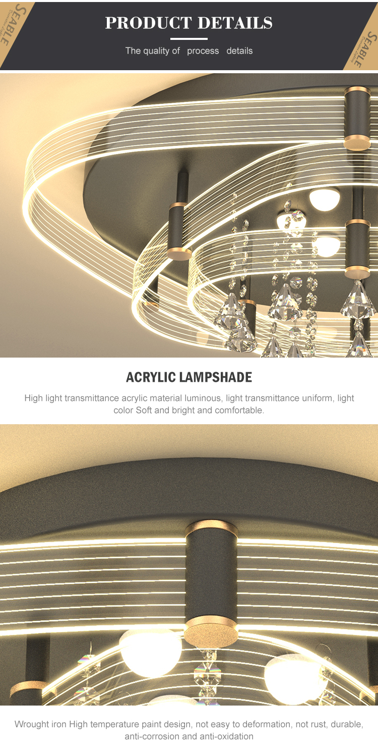 New Product Indoor Decoration Luxury K9 Crystal Bedroom Living Room Modern LED Ceiling Lamp