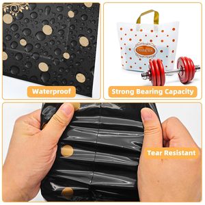 Thank You Bags <b>Plastic</b> Shopping Boutique Bags 12x15 Medium With Handles Black White Dot Pattern 100 Pack - Product Image 6
