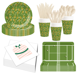 DAMAI - Juego de Vajilla Desechable con Temática de Tenis, Platos, Servilletas y Vasos de Papel para Fiestas de Cumpleaños de Tenis - Product Image 1