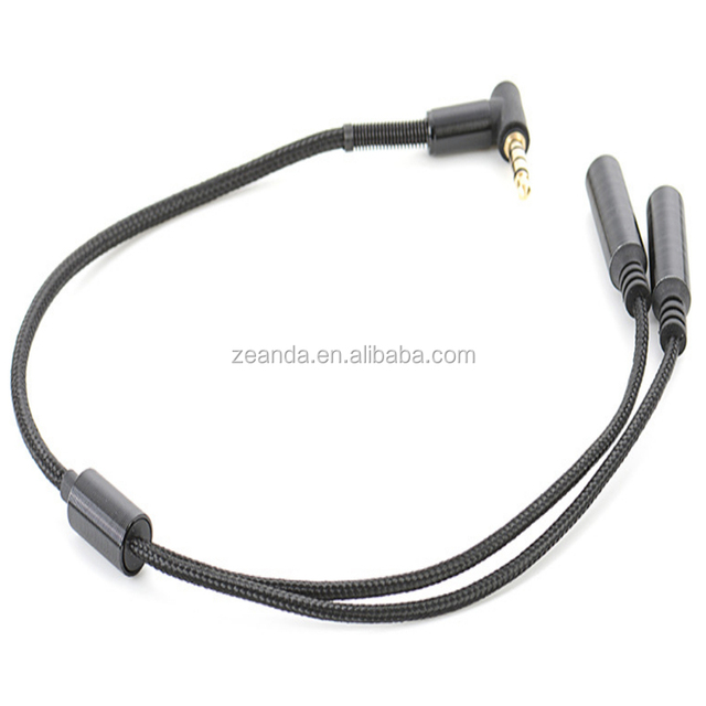 2-in-1 3.5mm Nylon Braided Gold-Plated Audio Cable Male to Female for Microphone Speaker Monitor Aux Cable with PVC Jacket