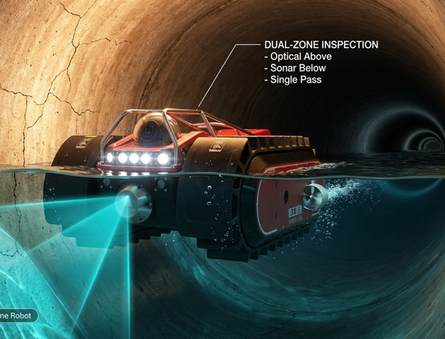 IP68 Waterproof Compact Crawler Type Amphibious Pipeline Survey Robot Equipped with Sonar Radar and Pan/Tilt Camera SDK APP API