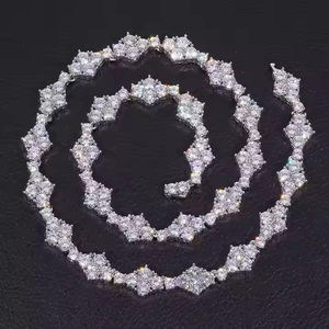 High Quality Fully Iced Cuban Link Chain Studded Diamond and Moissanite Hip Hop <b>Necklace</b> for Men <b>Statement</b> Party Jewelry Chain - Product Image 1