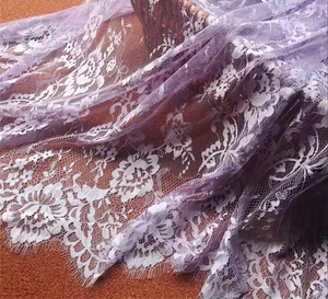 Zèle noir maille grandes fleurs vives français Chantilly dentelle garniture cils dentelle tissu pour femmes Lingerie robe - Product Image 1