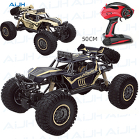 AiJH Coche RC Rock Crawler de 50CM, Eléctrico de Alta Velocidad 2.4GHz, de Aleación Metálica con Luces, Camión RC 4WD para Escalada