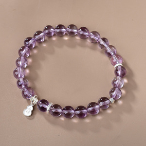 Hợp thời trang bạc bầu quyến rũ với thạch anh tím tự nhiên bóng tinh thần hài hò<span class=keywords><strong>a</strong></span> cho Vòng đeo tay cho may mắn và tài sản Tôn Giáo Quà Tặng - Product Image 1