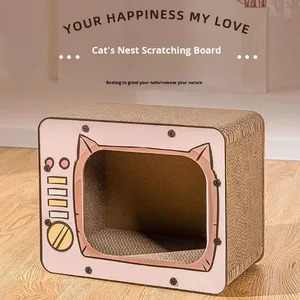 Poteaux à gratter pour chats classiques et créatifs, <span class=keywords><strong>cube</strong></span>, quatre saisons, maison universelle pour chats, résistant à l'usure, résistant aux griffes, papier ondulé - Product Image 5