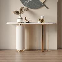 Table console murale moderne et multifonctionnelle en métal avec plateau en marbre, ultra-étroite, pour entrée, salon, hôtel, chambre à coucher