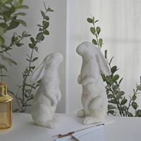 Lianda Antique Style Jardin Animal Figurine Mignon Ciment Lapin Statue pour Cour Décoration Knick-Knacks