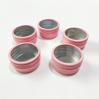 10ml 32*18mm Mini rose métal aluminium pot boîte de conserve boîte avec fenêtre transparente pour perle clou puissance paillettes