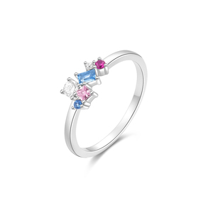CANNERSize 7 Nouvelle bague élégante minimaliste en argent sterling 925 sertie de zircon coloré pour femmes - Product Image 5