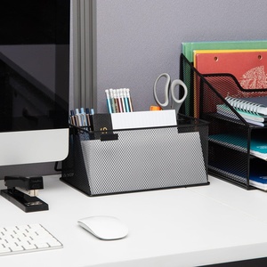 Oniya Groothandel 4-delige metalen opbergbak met handvat, ijzeren gaas bureau-organizer, multi-sectie kantoor opbergmand - Product Image 6