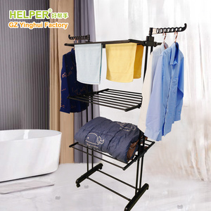 HELPER PT-8031 Stendibiancheria Pieghevole in Metallo a 4 Ripiani di Alta Qualità con Ruote per Uso in Bagno - Product Image 3