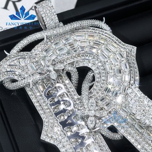 Mayorista Personalizado Hombres 925 Plata Bling D Vvs Mossanite Moissanite Diamante Iced Out Carta Colgante para Collar de Cadena de Tenis - Product Image 2