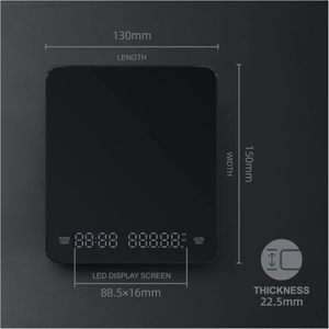 Novedades, Báscula Digital Inteligente Recargable Electrónica de 3 kg y 0,1 g, Báscula para Café con Temporizador - Product Image 2