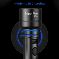 Lampe torche de camping puissante P50 20W 1500 Lumens rechargeable USB Type-C, étanche IP54, légère en alliage d'aluminium