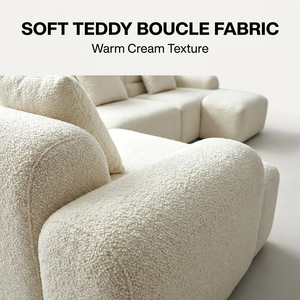 Boucle Fabric <b>Block</b> Modular Free Combination Cube Cloud Sectional Couch Minimalist Living Room Furniture - Product Image 4