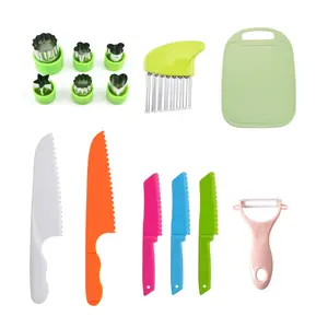 Anpassung 14PCS DIY Küchenchef Messer Set Kid Safe Messer Schneide brett Schäler Messer Gemüses ch neider Sets für echtes Kochen