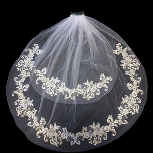 WAN65 Etsy Hot Selling Wedding <strong>Veil</strong> <strong>Blush</strong> Bridal <strong>Veil</strong> 2 Tiers Elbow Lace <strong>Veil</strong> with Pearl - Product Image 4
