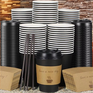 แก้วกระดาษสองชั้นแบบย่อยสลายได้ ขนาด 4, 8, 12 ออนซ์ คุณภาพสูง พิมพ์โลโก้ได้ สำหรับกาแฟร้อน ชา พร้อมฝา PS - Product Image 2