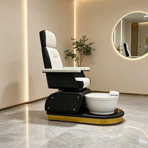 Nouvel arrivage de fauteuil de pied de manucure en cuir Pu noir blanc fauteuil de pédicure électrique sans tuyau plaqué or de luxe avec émerillon - Product Image 6