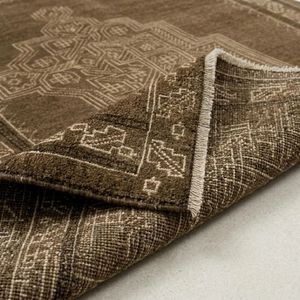 Tapis en laine noué à la main de style sud-ouest marron, tapis artisanal haut de gamme pour salon, chambre, salle à manger, villa, hôtel - Product Image 3