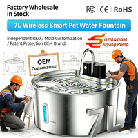 Fontaine à eau intelligente sans fil pour animaux de compagnie 7L en acier inoxydable, distributeur d'eau automatique à induction