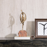 Figurine abstraite moderne haut de gamme en alliage de bronze avec base en marbre naturel, personnalisable, imperméable, durable, ornement artistique pour hôtel