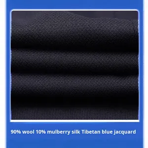 <span class=keywords><strong>Pantalon</strong></span> de <span class=keywords><strong>costume</strong></span> jacquard pour <span class=keywords><strong>homme</strong></span> en stock, 90 % laine, 10 % soie de mûrier, <span class=keywords><strong>bleu</strong></span> <span class=keywords><strong>marine</strong></span>, doublure semi-toile, fermeture simple boutonnage, imprimé - Product Image 5